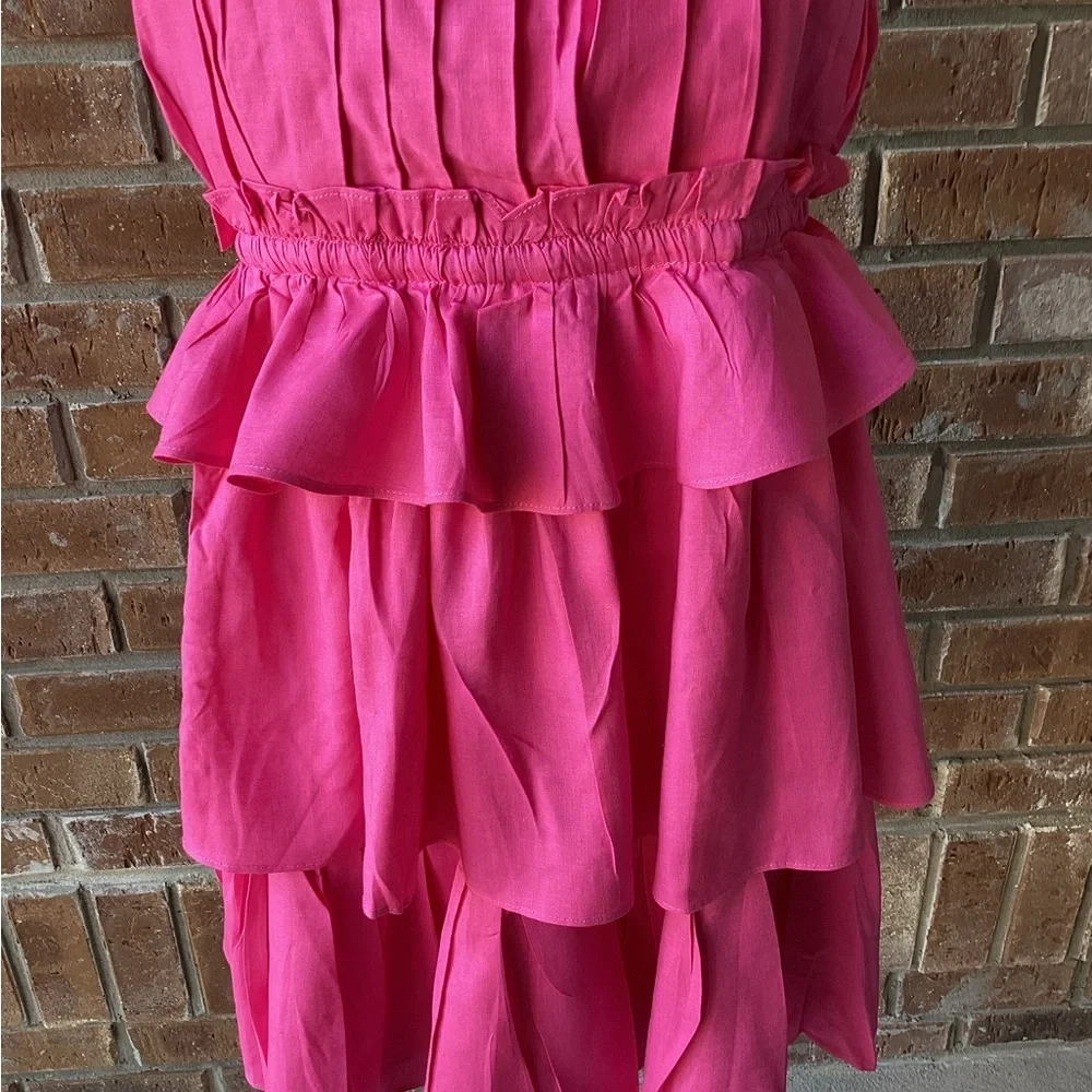 Lina Strapless Pink  Ruffle Tiered Dress